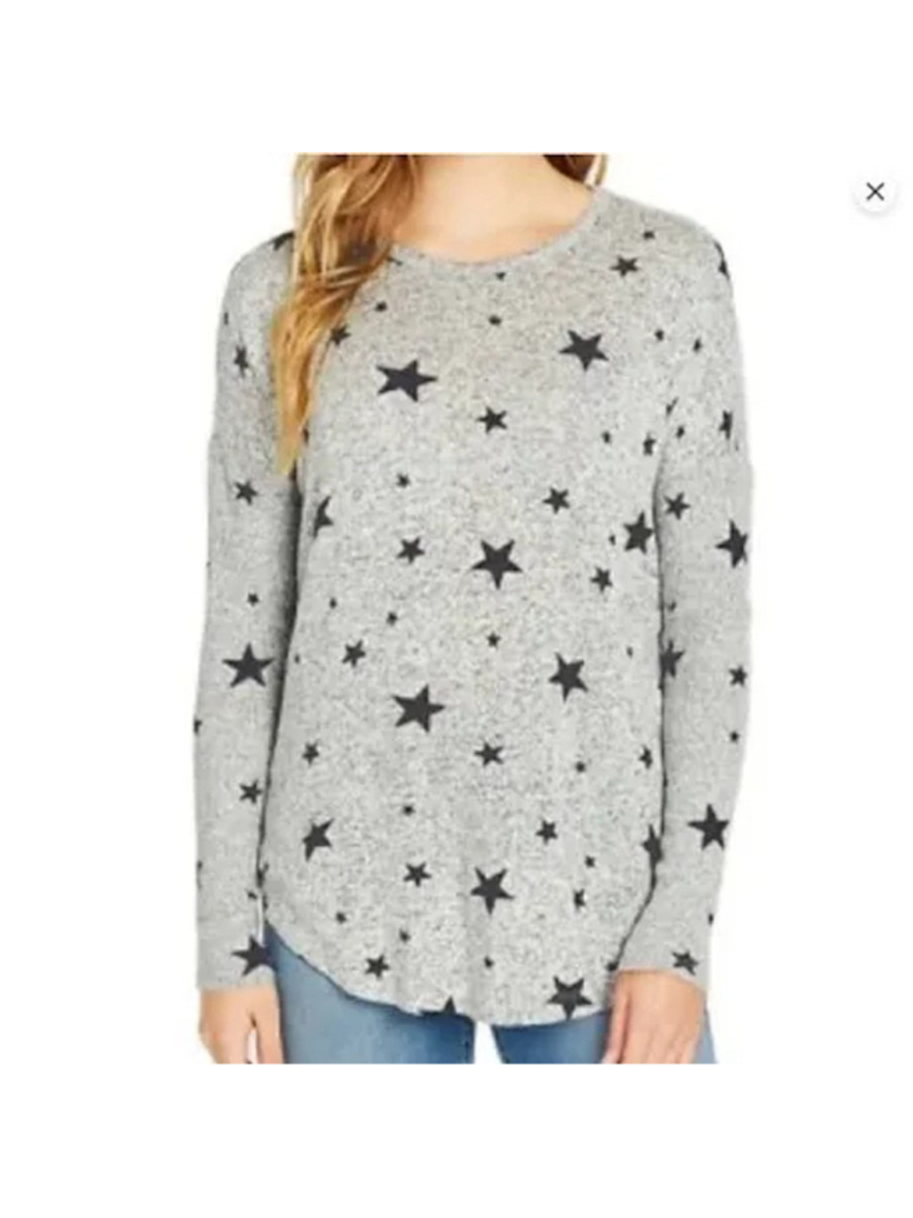 Women's Buffalo David Bitton Long Sleeve Star Print Sweater Grey Black Size S